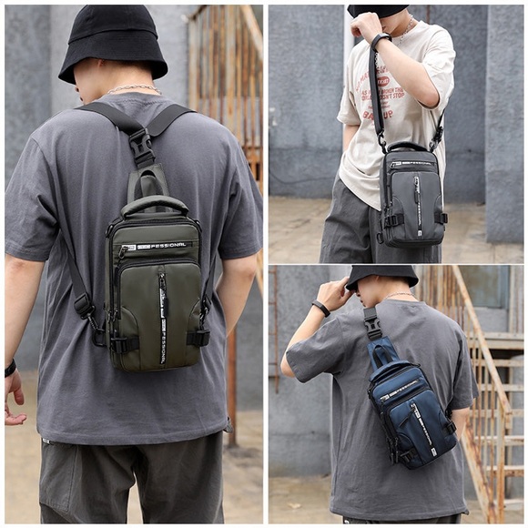 3 style men’s USB charging sidebag - Picture 6 of 7